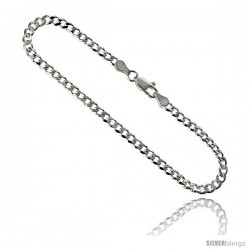 Sterling Silver Italian Curb Chain Necklaces & Bracelets 3.8mm Beveled Edges Nickel Free