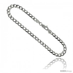 Sterling Silver Italian Curb Chain Necklaces & Bracelets 4.5mm Beveled Edges Nickel Free