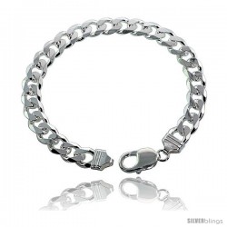 Sterling Silver Italian Curb Chain Necklaces & Bracelets 9mm Heavy weight Beveled Edges Nickel Free