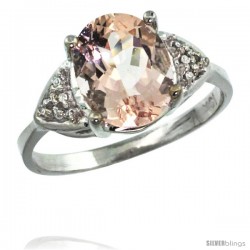 10k White Gold Diamond Morganite Ring 2.40 ct Oval 10x8 Stone 3/8 in wide