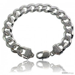 Sterling Silver Italian Curb Chain Necklaces & Bracelets 13mm Heavy weight Beveled Edges Nickel Free