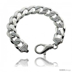 Sterling Silver Italian Curb Chain Necklaces & Bracelets 15.4mm very Heavy weight Beveled Edges Nickel Free