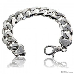 Sterling Silver Italian Curb Chain Necklaces & Bracelets 17mm Massive Heavy weight Beveled Edges Nickel Free