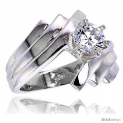 Sterling Silver Ladies' Cubic Zirconia Ring 1 ct. size CZ Flawless finish -Style Rcz301