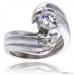 Sterling Silver Ladies' Cubic Zirconia Ring 1 ct. size CZ Flawless finish -Style Rcz303