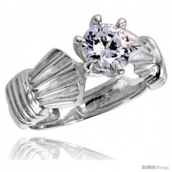 Sterling Silver Ladies' Cubic Zirconia Ring 1 ct. size CZ Flawless finish -Style Rcz311