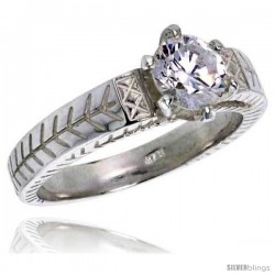 Sterling Silver Ladies' Cubic Zirconia Ring 1 ct. size CZ Vintage Style Flawless finish -Style Rcz312