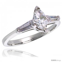 Sterling Silver .35 Carat size Marquise Cut Cubic Zirconia Bridal Ring