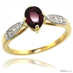 14k Gold Natural Ruby Ring 7x5 Oval Shape Diamond Accent, 5/16inch wide