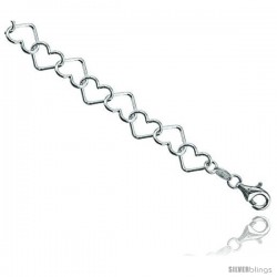 Sterling Silver Heart Link Chain Necklaces & Bracelets 9.6mm wide