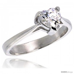 Sterling Silver .75 Carat size Heart Cut Cubic Zirconia Solitaire Bridal Ring