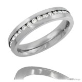 Surgical Steel Thin Ladies Eternity Wedding Band CZ Ring 4mm Comfort fit