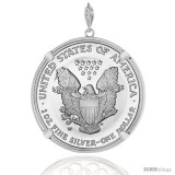 Sterling Silver Silver Eagle Bezel 41 mm Coins Prong Back Round Edge