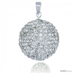 Sterling Silver 20 mm White Crystal Disco Ball Pendant