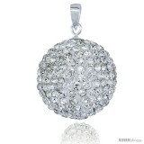Sterling Silver 20 mm White Crystal Disco Ball Pendant