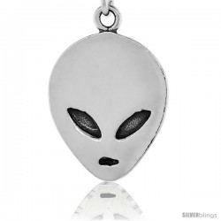 Sterling Silver Alien Face Pendant, 7/8 in tall
