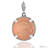 Sterling Silver 19 mm Copper Penny (1 Cent) Screw Top Coin Bezel Frame Pendant (Coin is NOT Included)
