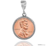 Sterling Silver 19 mm Copper Penny (1 Cent) Screw Top Coin Bezel Frame Pendant (Coin is NOT Included)