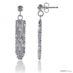 Sterling Silver Italian Riccio Earrings, 1 1/8 in long