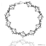 Sterling Silver Double Dolphin Charm Bracelet, 3/8" (10 mm).