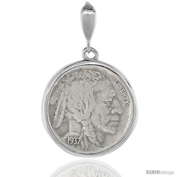 Sterling Silver 21 mm Nickel (5 Cents) Screw Top Coin Bezel Frame Pendant (Coin is NOT Included)