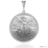 Sterling Silver 36 mm Mexican 1 oz Silver Libertad Coin Frame Bezel Pendant w/ Rope Edge Design (Coin is NOT Included)