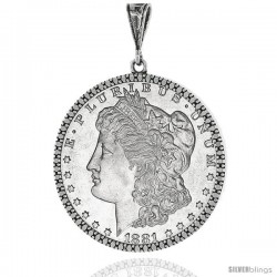 Sterling Silver 38 mm Silver Dollar & Mexican Olympic Screw Top Coin Illusion Edge Pendant (Coin is NOT Included)