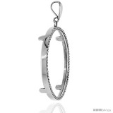 Sterling Silver 38 mm Silver Dollar & Mexican Olympic Screw Top Coin Bezel Frame Pendant (Coin is NOT Included)