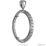 Sterling Silver 38 mm Silver Dollar & Mexican Olympic Coin Frame Bezel Pendant w/ Diamond Cut Finish (COIN is NOT Included)