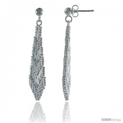 Sterling Silver Italian Riccio Earrings, 1 1/2 in long