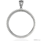 Sterling Silver 38 mm Silver Dollar & Mexican Olympic Coin Frame Bezel Pendant CZ Halo (COIN is NOT Included)