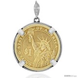Sterling Silver 26 mm Sacagawea & Susan B. Anthony Coin Frame Bezel Pendant w/ Diamond Cut Finish (COIN is NOT Included)
