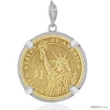 Sterling Silver 26 mm Sacagawea & Susan B. Anthony Coin Frame Bezel Pendant Illusion Edge (COIN is NOT Included)