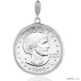 Sterling Silver 26 mm Sacagawea & Susan B. Anthony Coin Frame Bezel Pendant Illusion Edge (COIN is NOT Included)