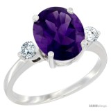 10k White Gold Semi-Mount ( 10x8 mm ) Oval Stone Ring w/ 0.027 Carat Brilliant Cut Diamonds, 1/2 in. (13mm) wide