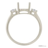 10k White Gold Semi-Mount ( 10x8 mm ) Oval Stone Ring w/ 0.027 Carat Brilliant Cut Diamonds, 1/2 in. (13mm) wide