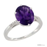 10k White Gold Semi-Mount ( 10x8 mm ) Oval Stone Ring with Brilliant Cut Diamonds