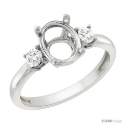 10k White Gold Semi-Mount ( 10x8 mm ) Oval Stone Engagement Ring