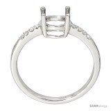 10k White Gold Semi-Mount 10x8 mm Oval Stone Engagement Ring with Diamond Sides