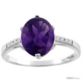 10k White Gold Semi-Mount 10x8 mm Oval Stone Engagement Ring with Diamond Sides
