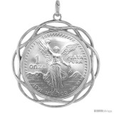Sterling Silver 36 mm Mexican 1 oz Silver Libertad Coin Frame Bezel Pendant w/ Rope Edge Design (Coin is NOT Included)