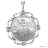 Sterling Silver Braided Edge 1 Onza Plata Libertad Bezel Pendant For 36 Mm Coins Prong Back (Coin is NOT Included)