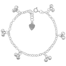 Sterling Silver Charm Bracelets w/ Clustered Double Chime Balls