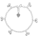 Sterling Silver Charm Bracelets w/ Clustered Double Chime Balls