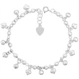Sterling Silver Charm Bracelet w/ Beads and Chime Balls and Hearts