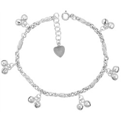 Sterling Silver Charm Bracelet w/ Clustered Double Chime Balls