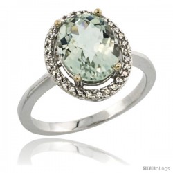 14k White Gold Diamond Green-Amethyst Ring 2.4 ct Oval Stone 10x8 mm, 1/2 in wide -Style Cw402114