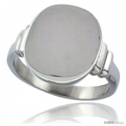 Surgical Steel Medium Signet Ring Solid Back Flawless Finish 3/8 in