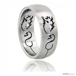 Surgical Steel Dragon Ring Domed 8mm Wedding Band Cut-out design -Style Rss44