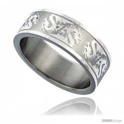 Surgical Steel Dragon Ring 8mm Wedding Band Matte finish